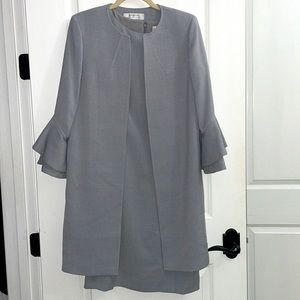 Tahari - Matching Gray Dress and Long Blazer Suit